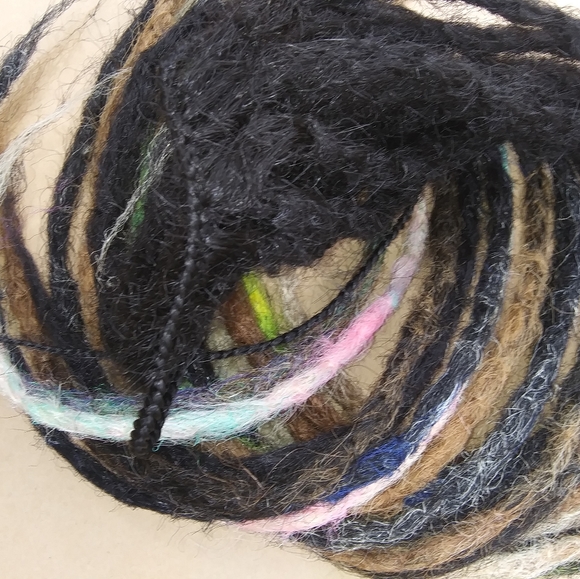 Black ombre colorful tie on dreadlock extensions - Picture 4 of 6
